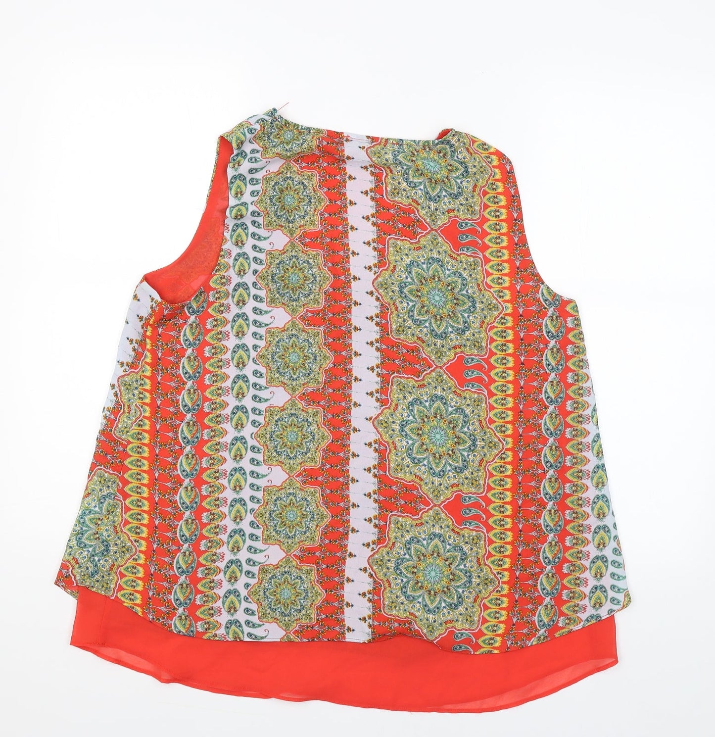 Rose+Olive Womens Orange Paisley  Basic Tank Size L
