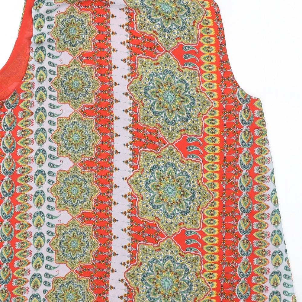 Rose+Olive Womens Orange Paisley  Basic Tank Size L
