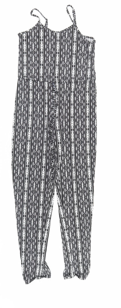 QED London Womens Black Geometric  Jumpsuit One-Piece Size 8