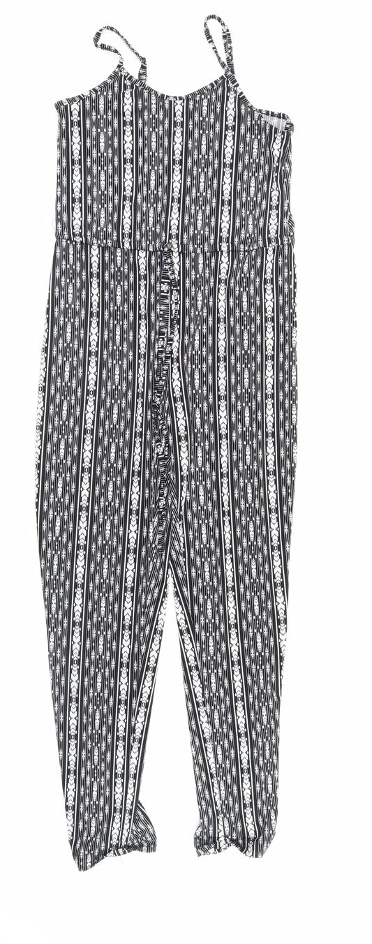 QED London Womens Black Geometric  Jumpsuit One-Piece Size 8