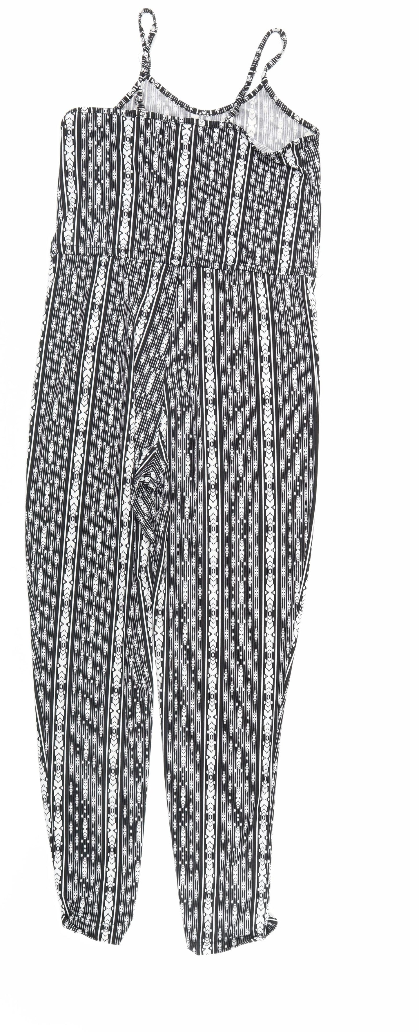 QED London Womens Black Geometric  Jumpsuit One-Piece Size 8