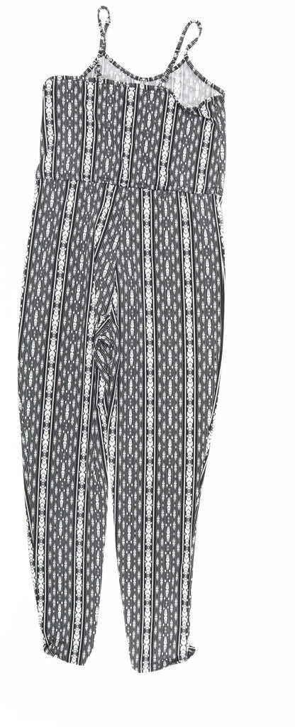 QED London Womens Black Geometric  Jumpsuit One-Piece Size 8