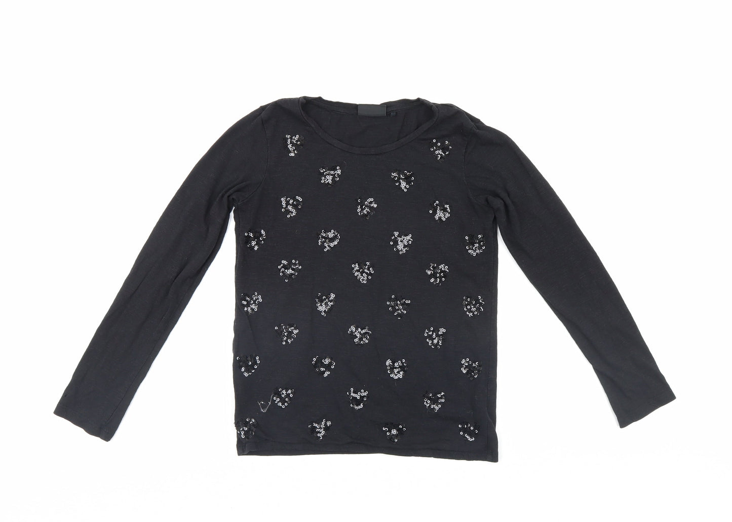 NEXT Girls Black   Pullover Jumper Size 10 Years  - love hearts