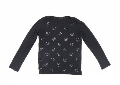 NEXT Girls Black   Pullover Jumper Size 10 Years  - love hearts