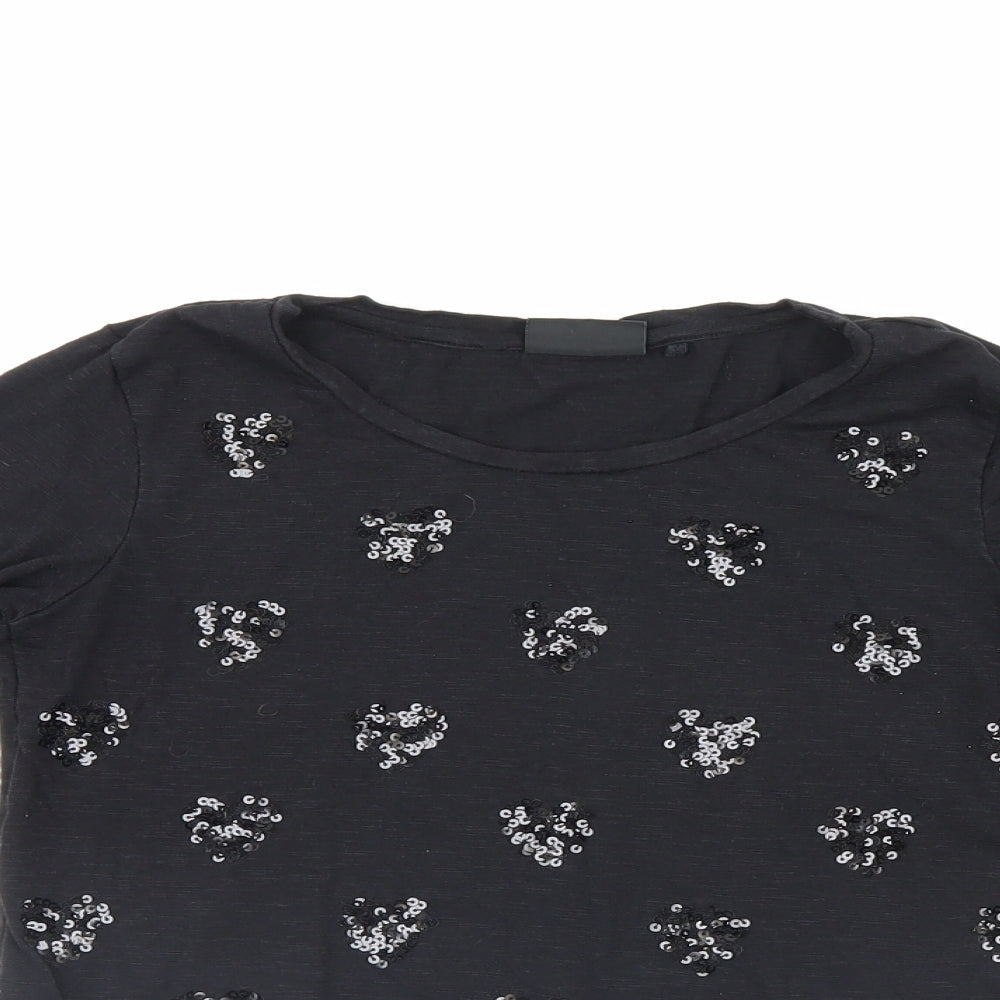 NEXT Girls Black   Pullover Jumper Size 10 Years  - love hearts