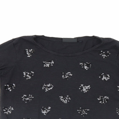 NEXT Girls Black   Pullover Jumper Size 10 Years  - love hearts