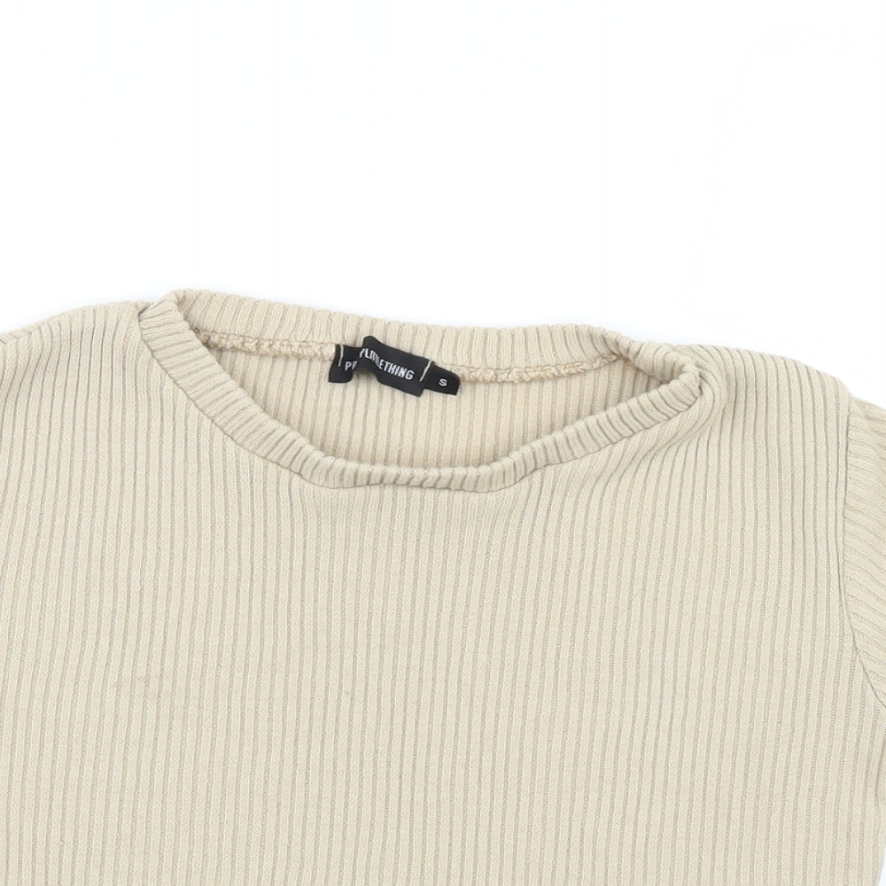 Womens UK Size S PRETTYLITTLETHING Beige Pullover Jumper