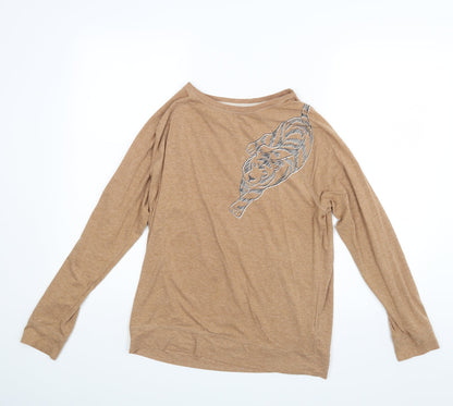 Womens UK Size 12 Day Dreams Brown Basic Blouse