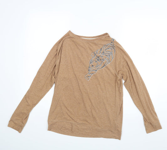 Womens UK Size 12 Day Dreams Brown Basic Blouse