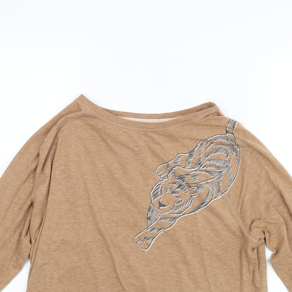 Womens UK Size 12 Day Dreams Brown Basic Blouse