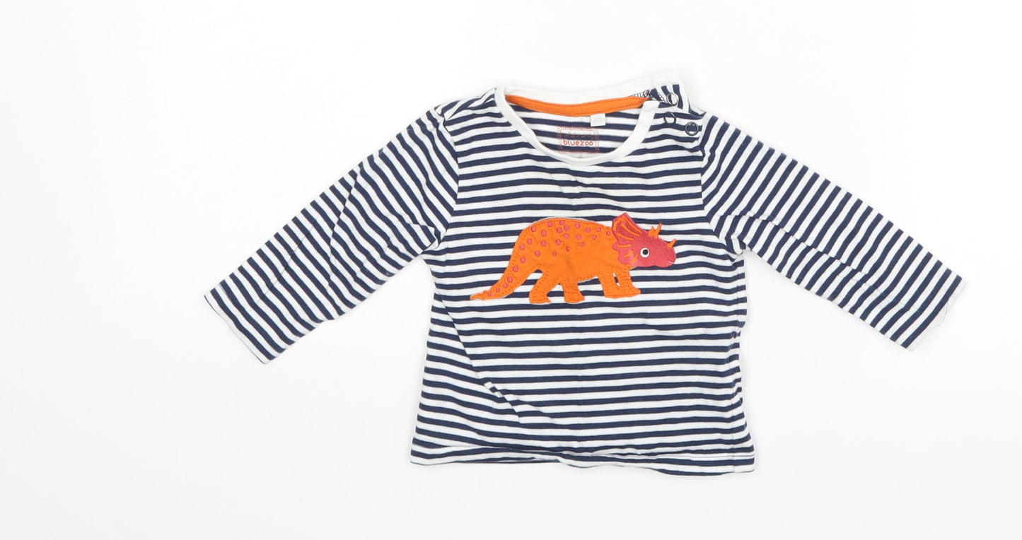 Bluezoo Baby Blue Striped  Basic T-Shirt Size 3-6 Months  - Dinasour