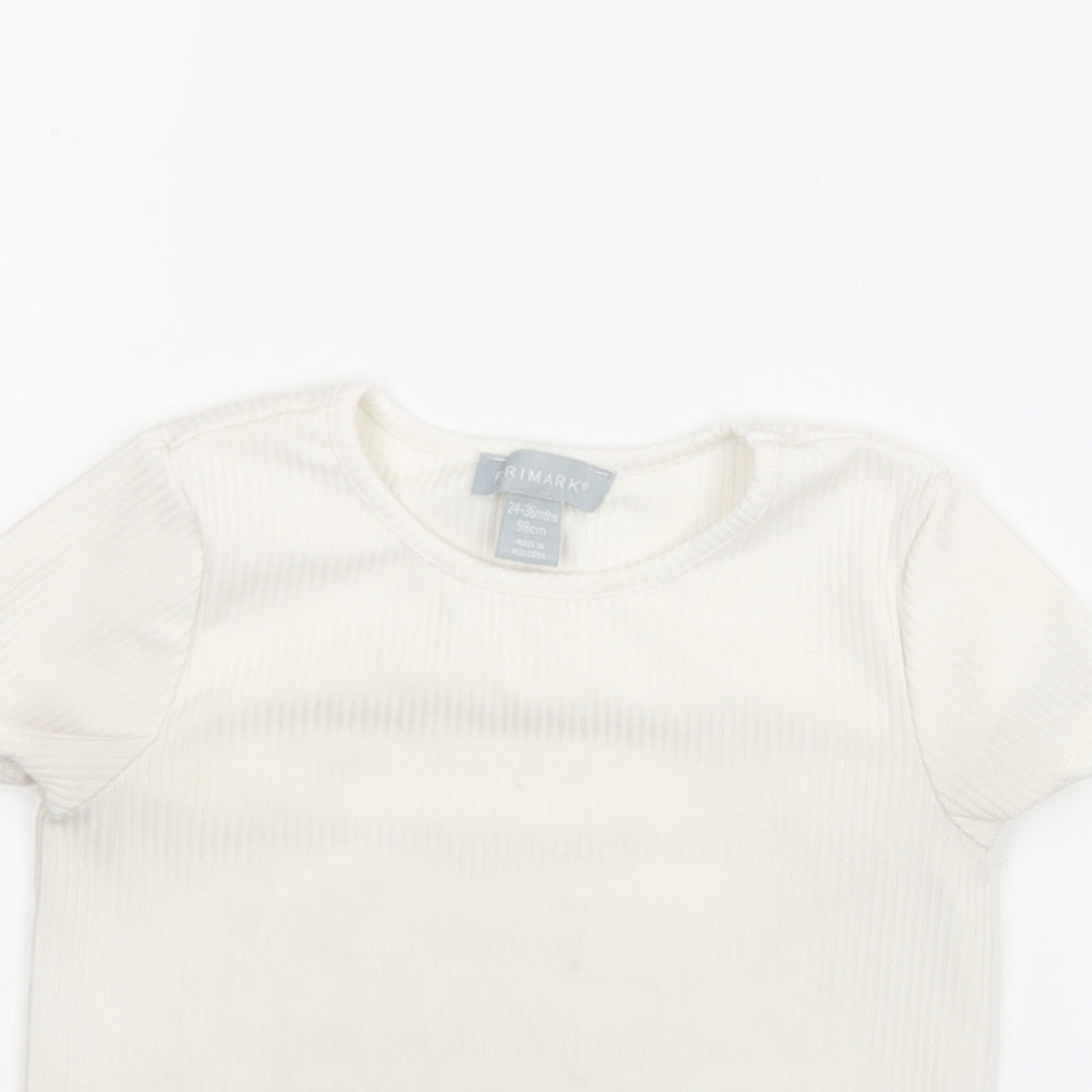 Primark Girls White   Basic T-Shirt Size 2 Years