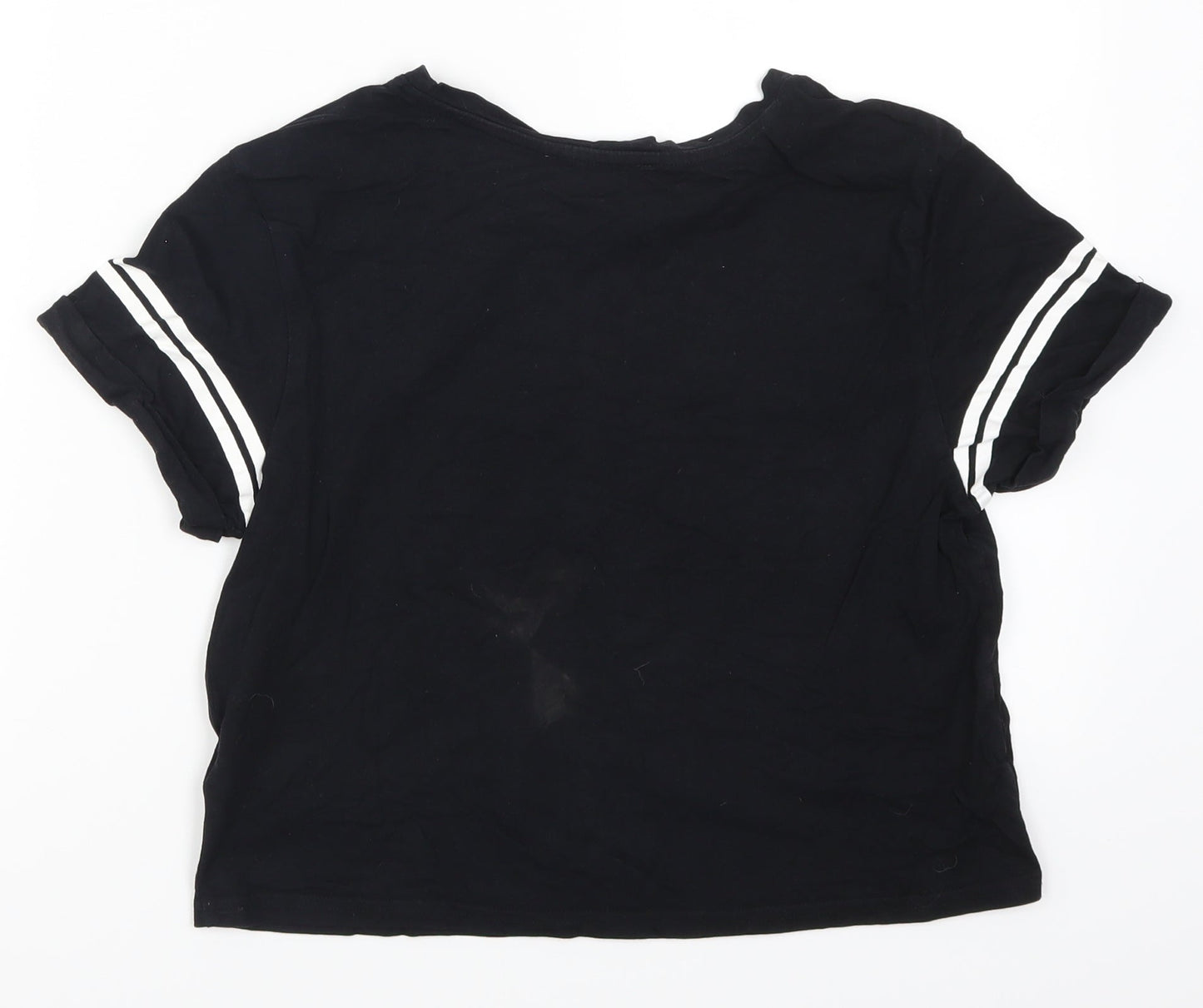 New Look Girls Black Striped  Basic T-Shirt Size M  - Make Mondays Optional