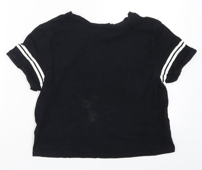 New Look Girls Black Striped  Basic T-Shirt Size M  - Make Mondays Optional