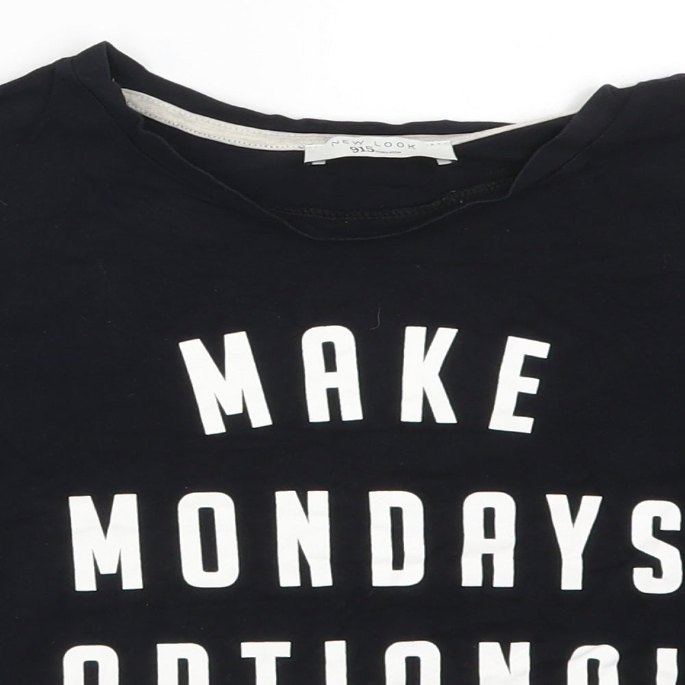 New Look Girls Black Striped  Basic T-Shirt Size M  - Make Mondays Optional