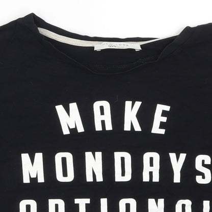 New Look Girls Black Striped  Basic T-Shirt Size M  - Make Mondays Optional