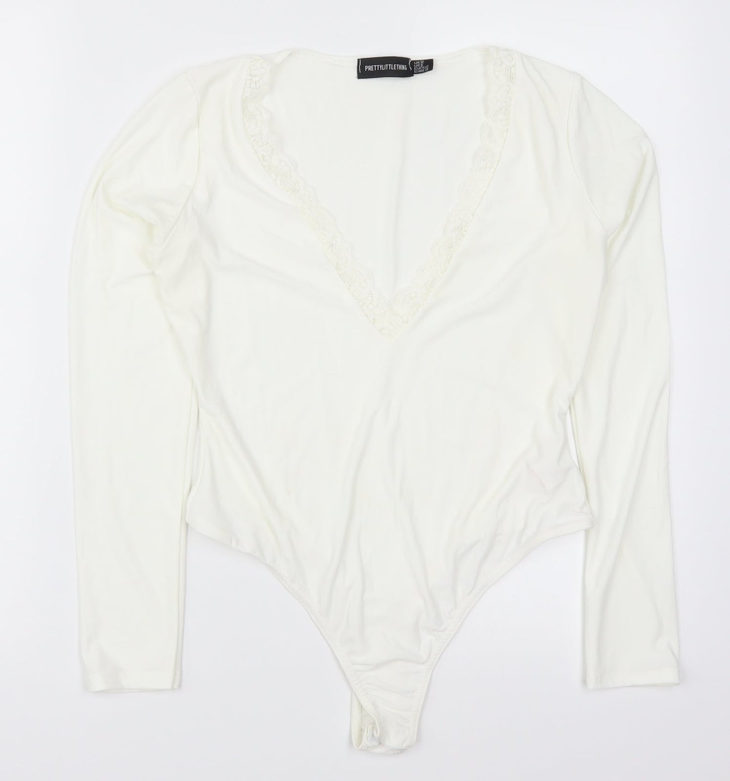 PRETTYLITTLETHING Womens White   Bodysuit One-Piece Size 12