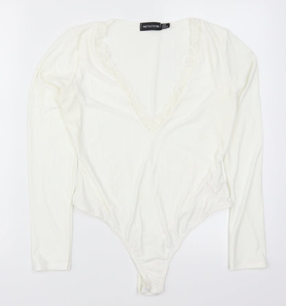 PRETTYLITTLETHING Womens White   Bodysuit One-Piece Size 12
