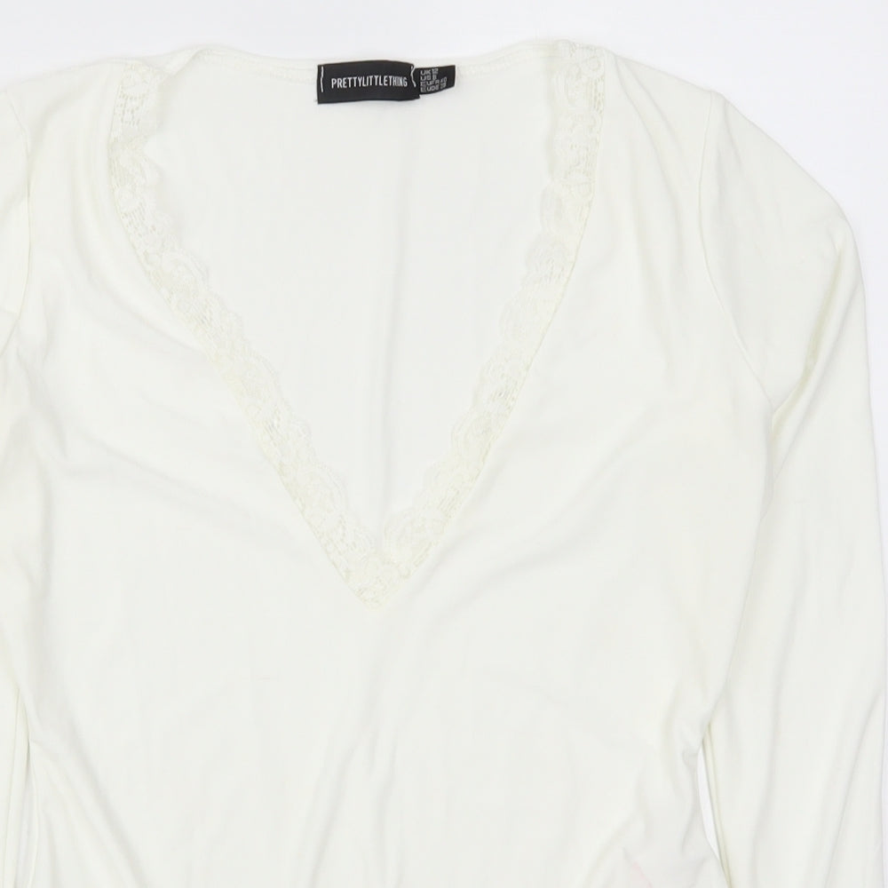 PRETTYLITTLETHING Womens White   Bodysuit One-Piece Size 12