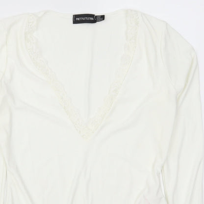 PRETTYLITTLETHING Womens White   Bodysuit One-Piece Size 12