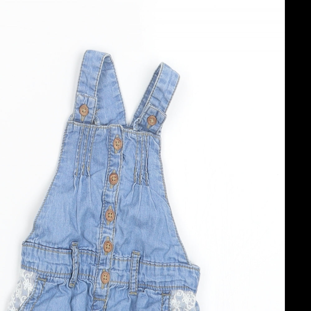 Nutmeg Girls Blue   Dungaree Outfit/Set Size 3-6 Months