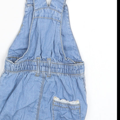 Nutmeg Girls Blue   Dungaree Outfit/Set Size 3-6 Months