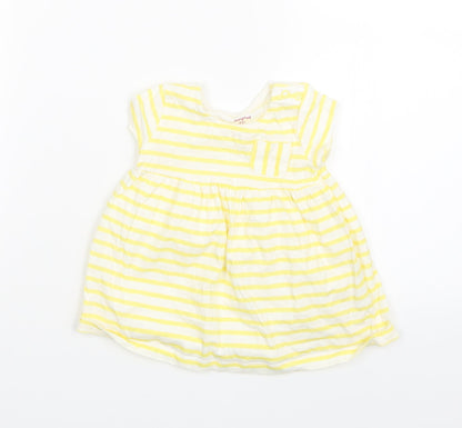 F&F Girls Yellow Striped  T-Shirt Dress  Size 3-6 Months