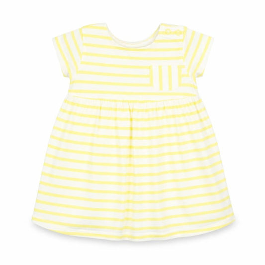 F&F Girls Yellow Striped  T-Shirt Dress  Size 3-6 Months