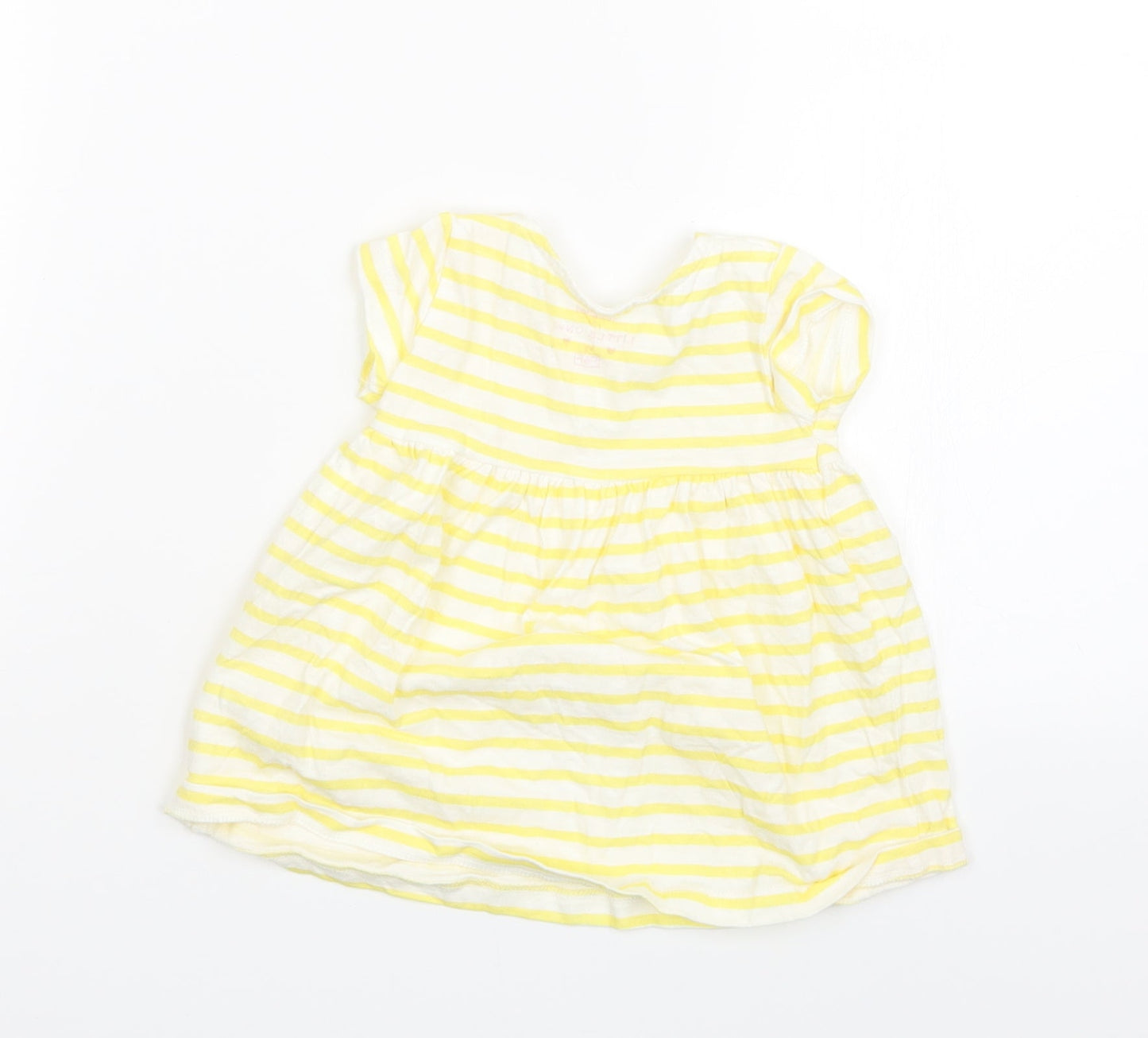 F&F Girls Yellow Striped  T-Shirt Dress  Size 3-6 Months