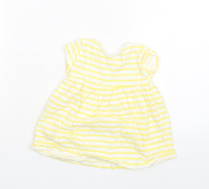 F&F Girls Yellow Striped  T-Shirt Dress  Size 3-6 Months
