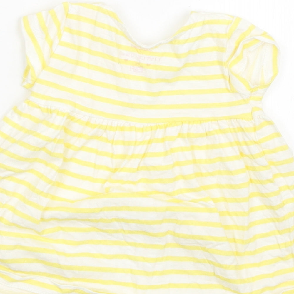 F&F Girls Yellow Striped  T-Shirt Dress  Size 3-6 Months