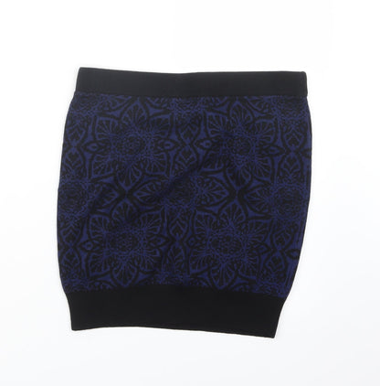 Marks and Spencer Womens Blue Geometric Knit Straight & Pencil Skirt Size M