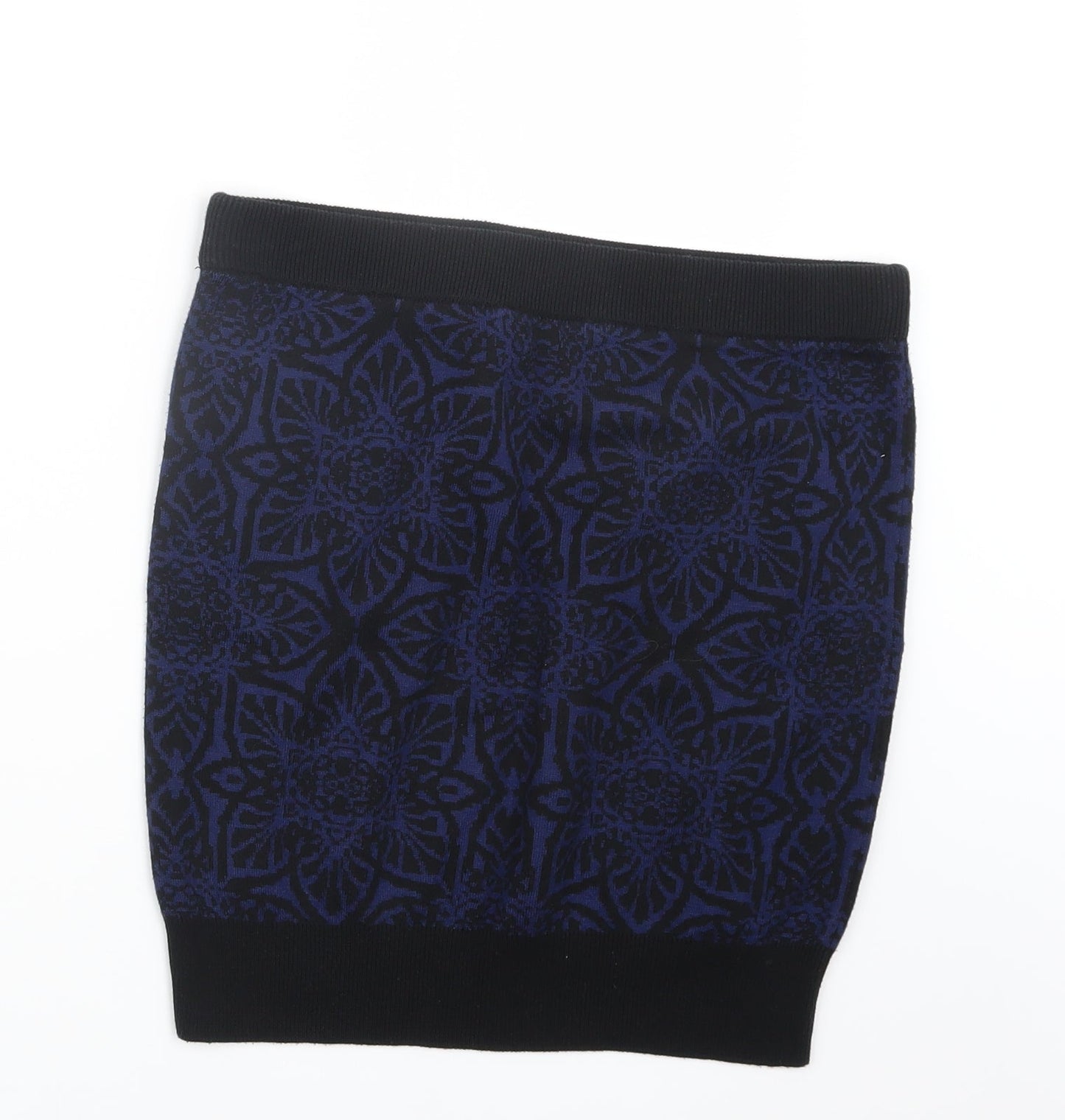 Marks and Spencer Womens Blue Geometric Knit Straight & Pencil Skirt Size M