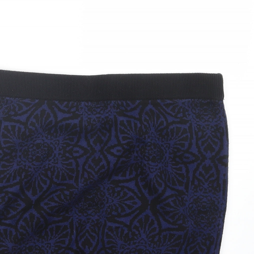 Marks and Spencer Womens Blue Geometric Knit Straight & Pencil Skirt Size M