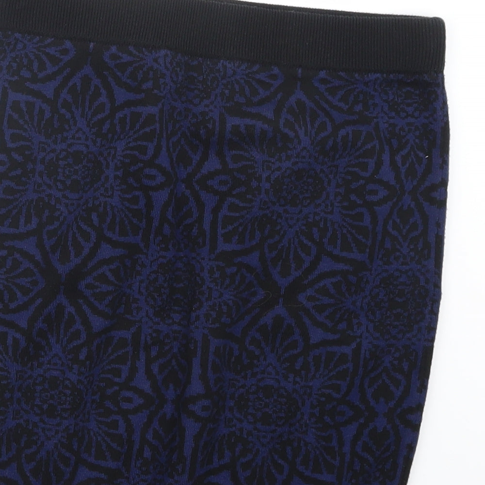Marks and Spencer Womens Blue Geometric Knit Straight & Pencil Skirt Size M