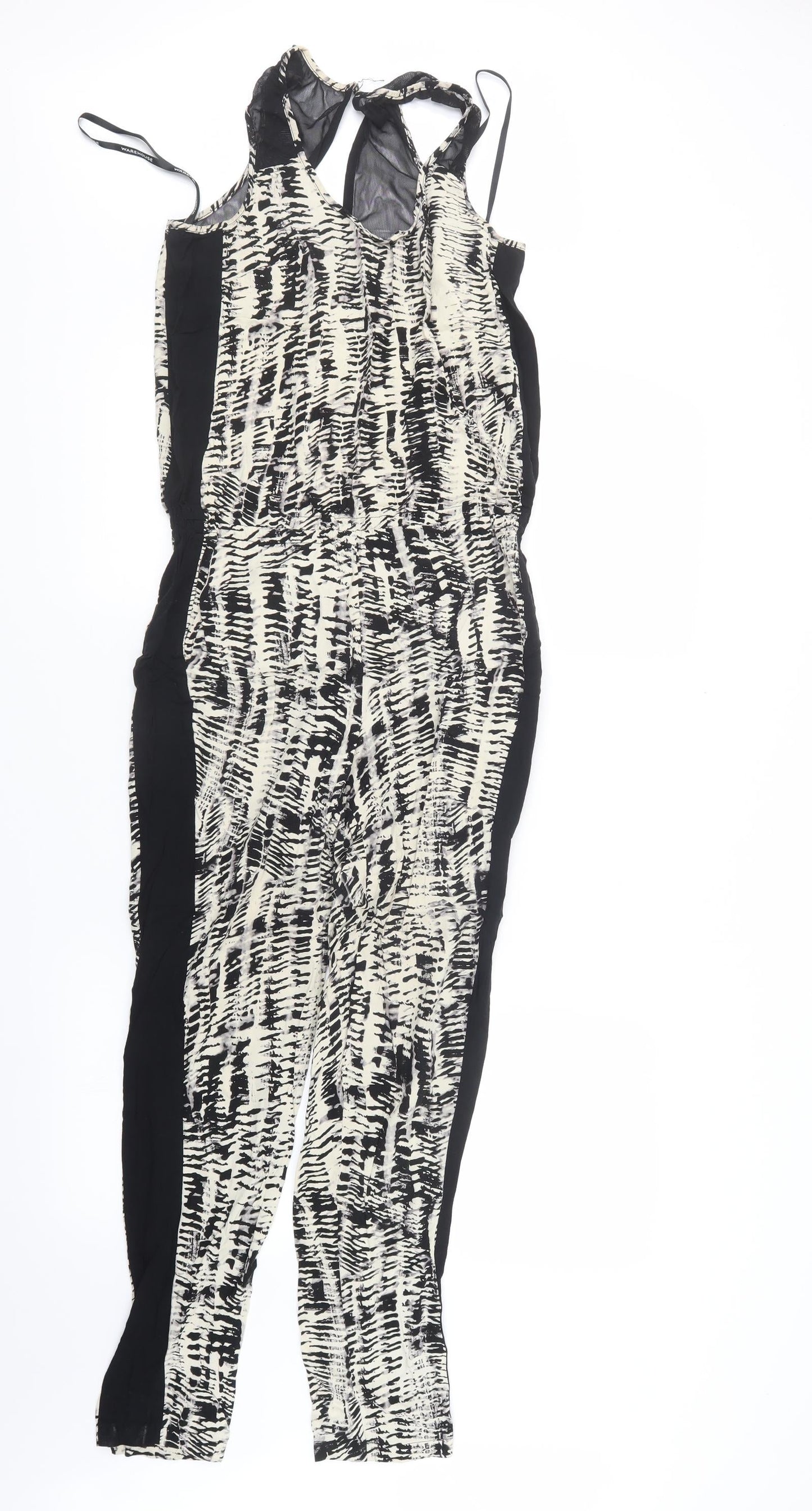 Warehouse Womens Black Geometric  Jumpsuit One-Piece Size 8 L26 in
