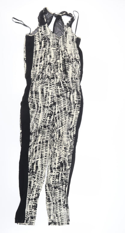 Warehouse Womens Black Geometric  Jumpsuit One-Piece Size 8 L26 in