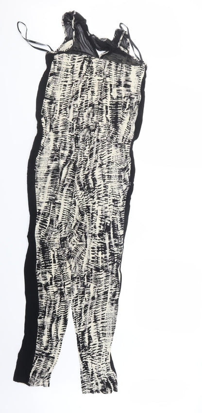 Warehouse Womens Black Geometric  Jumpsuit One-Piece Size 8 L26 in