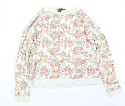 FOREVER 21 Womens White Floral  Pullover Jumper Size M