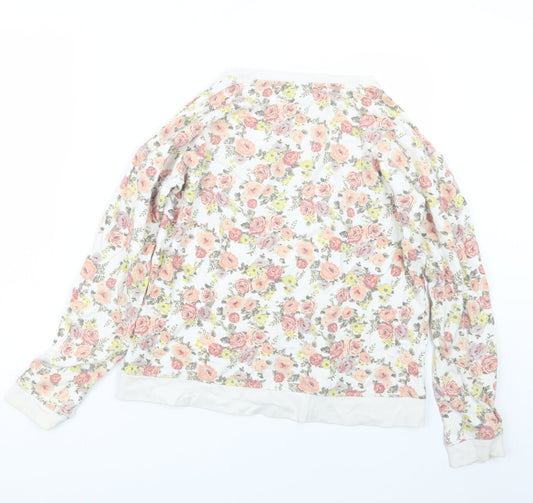 FOREVER 21 Womens White Floral  Pullover Jumper Size M