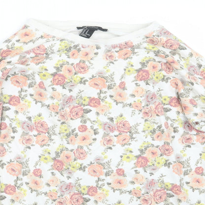 FOREVER 21 Womens White Floral  Pullover Jumper Size M