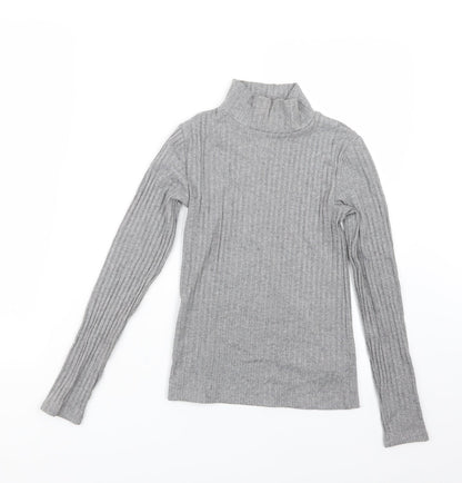 Womens UK Size 8 Topshop Grey Basic T-Shirt