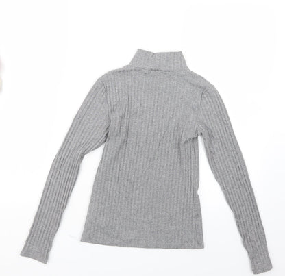 Womens UK Size 8 Topshop Grey Basic T-Shirt