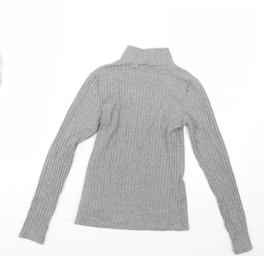 Womens UK Size 8 Topshop Grey Basic T-Shirt