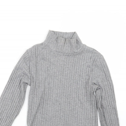 Womens UK Size 8 Topshop Grey Basic T-Shirt