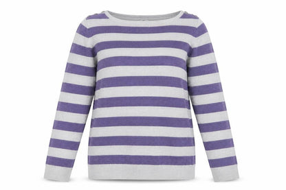 Country Casuals Womens Purple Striped Knit Pullover Jumper Size M