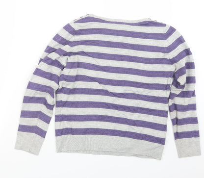 CC Womens Purple Striped Knit Pullover Jumper Size M