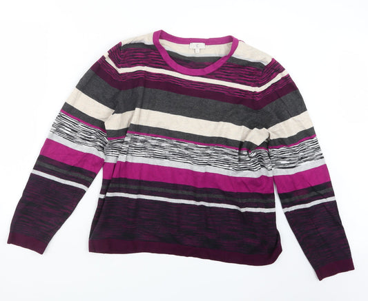 CC Womens Purple Striped Knit Pullover Jumper Size XL