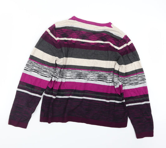 CC Womens Purple Striped Knit Pullover Jumper Size XL