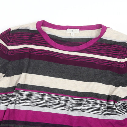 CC Womens Purple Striped Knit Pullover Jumper Size XL